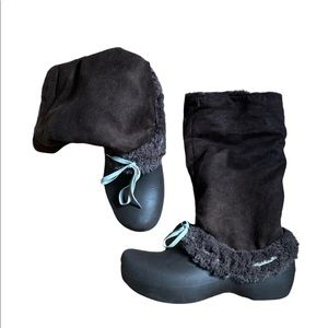 Crocs Brown Faux Fur Lined Pull On Slouchy Boots